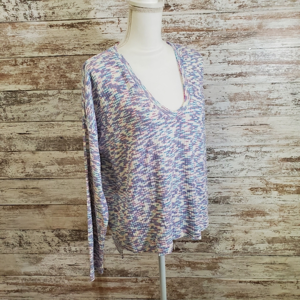 CODE X MODE Burgundy Blue Multi Space Dye Sweater